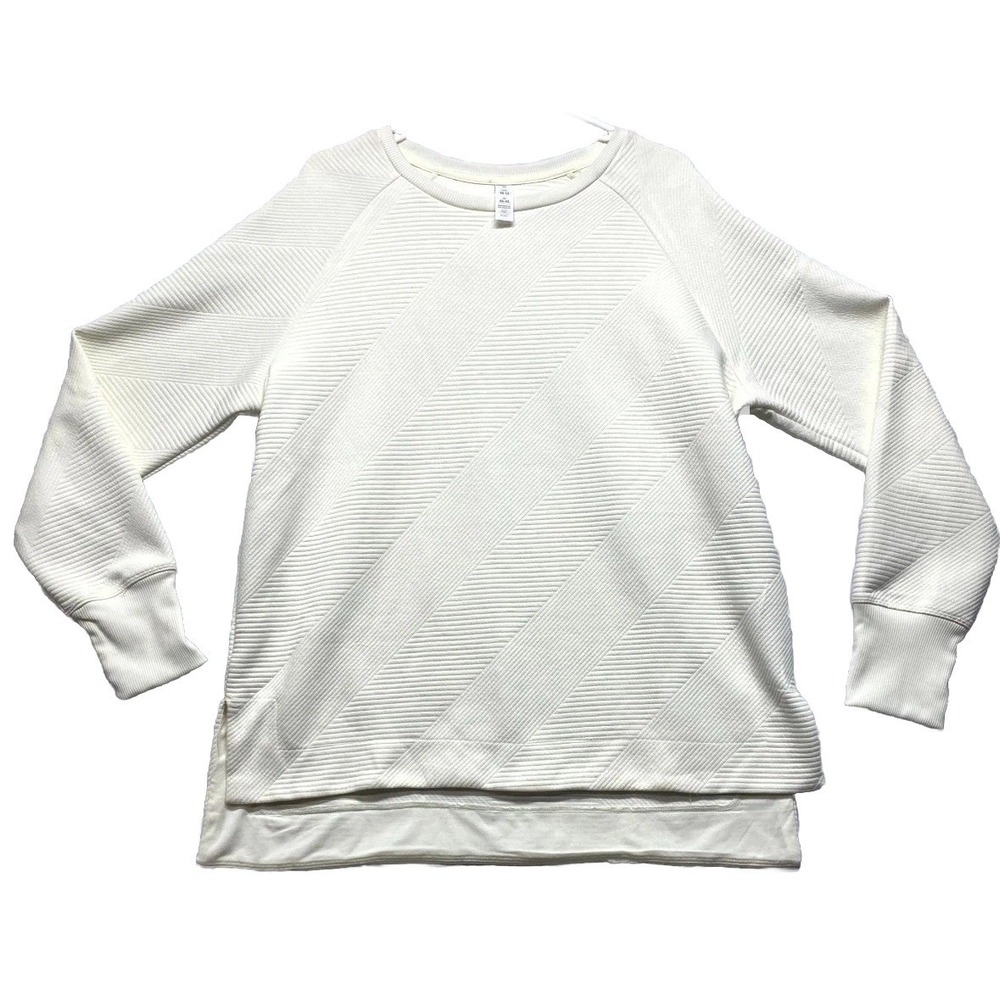 Balance Collection Sweater Womens XL Ivory High Low Hem Thumbhole Crewneck